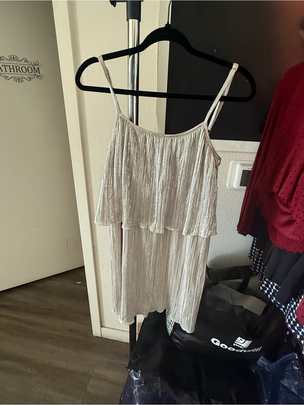 Alfani Silver Metallic Ruffle Spaghetti-Strap Camisole